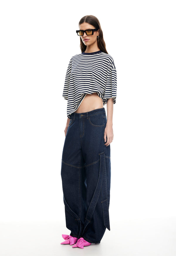 Lioness BLOOM SHORT SLEEVE WHITE NAVY STRIPE