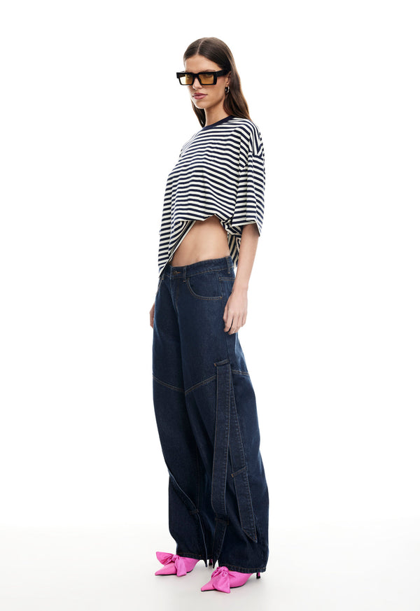 Lioness BLOOM SHORT SLEEVE WHITE NAVY STRIPE