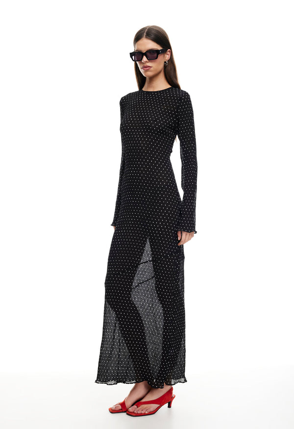 Lioness HAVEN MAXI DRESS NOIR POLKA