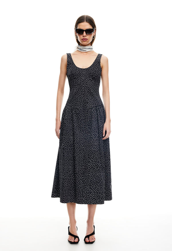 Lioness LUNA ROSA MAXI DRESS NOIR POLKA