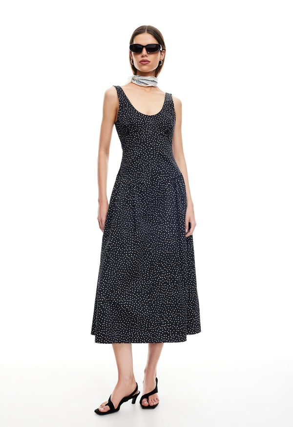 Lioness LUNA ROSA MAXI DRESS NOIR POLKA