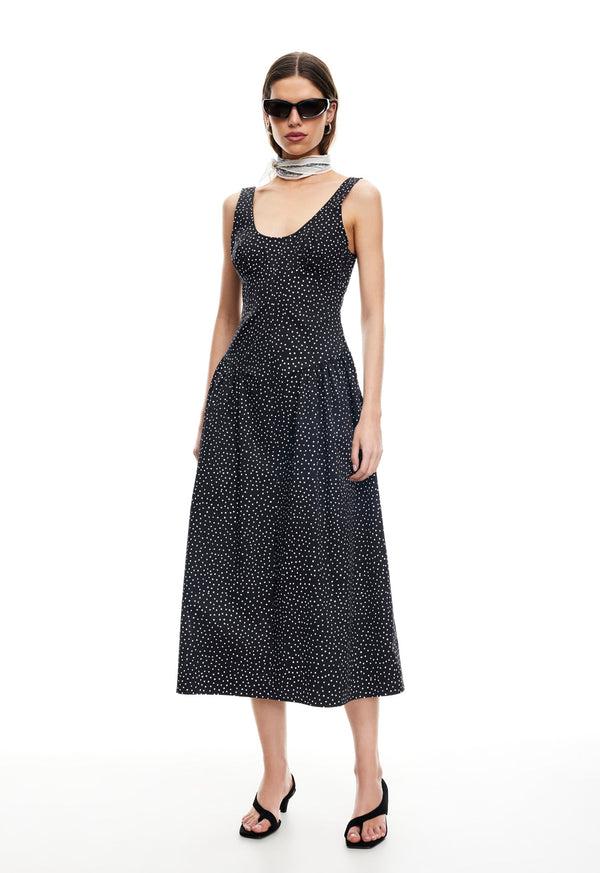 lioness LUNA ROSA MAXI DRESS NOIR POLKA
