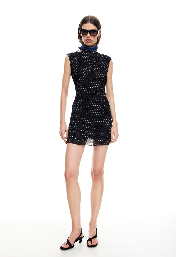Lioness MARINER MINI DRESS NOIR POLKA