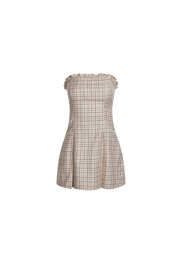 Lioness NAUTICA MINI DRESS ALMOND PLAID