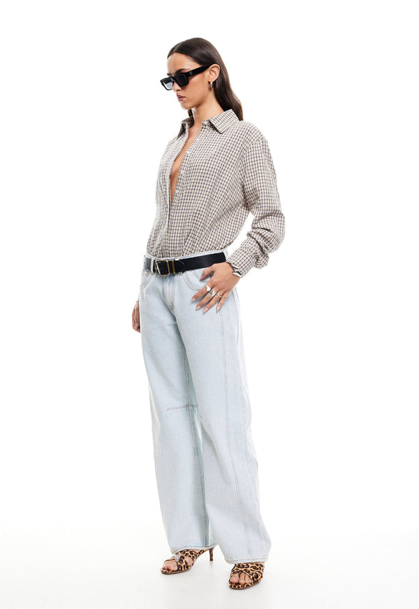 Lioness NIRVANA SHIRT VINTAGE BEIGE PLAID