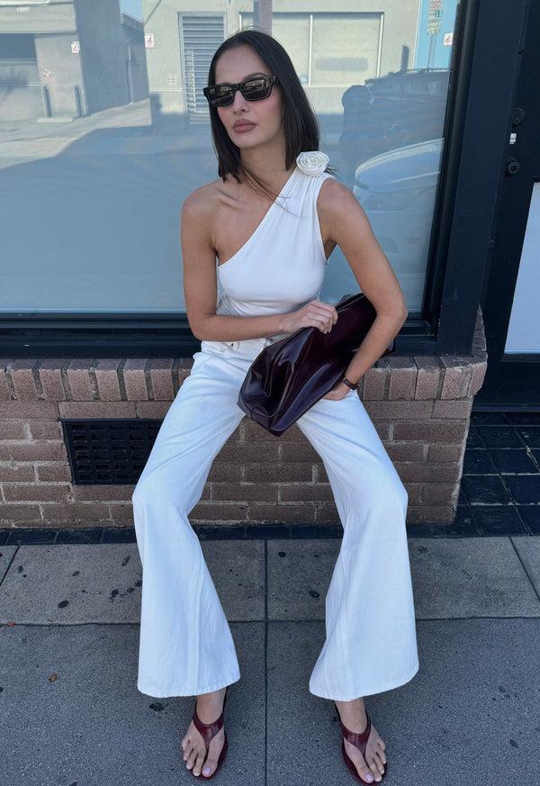 lioness RENDEZVOUS ONE SHOULDER TOP PORCELAIN