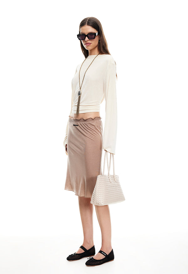 Lioness SIREN MIDI SKIRT TAUPE