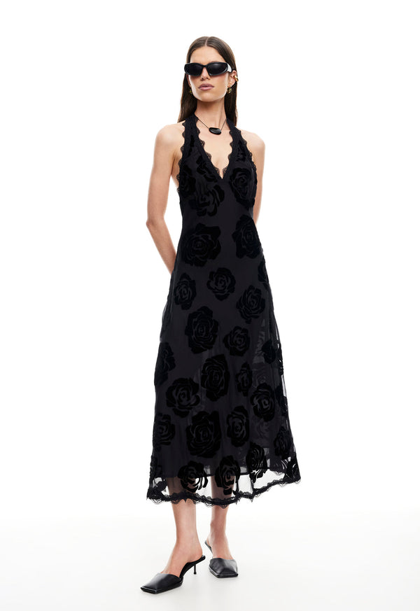 Lioness STARS ALIGN MIDI DRESS BURNT NOIR ROSE
