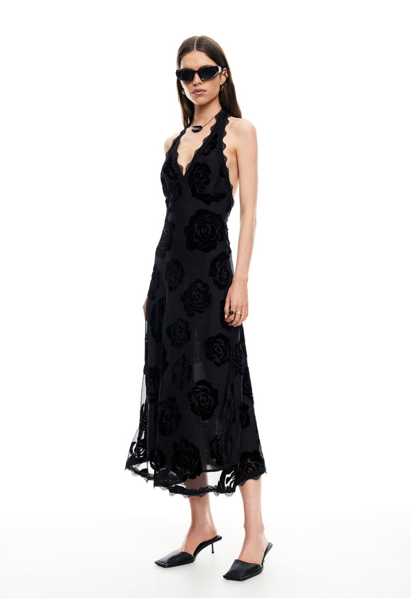 Lioness STARS ALIGN MIDI DRESS BURNT NOIR ROSE