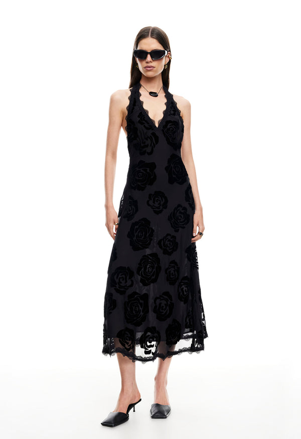 lioness STARS ALIGN MIDI DRESS BURNT NOIR ROSE