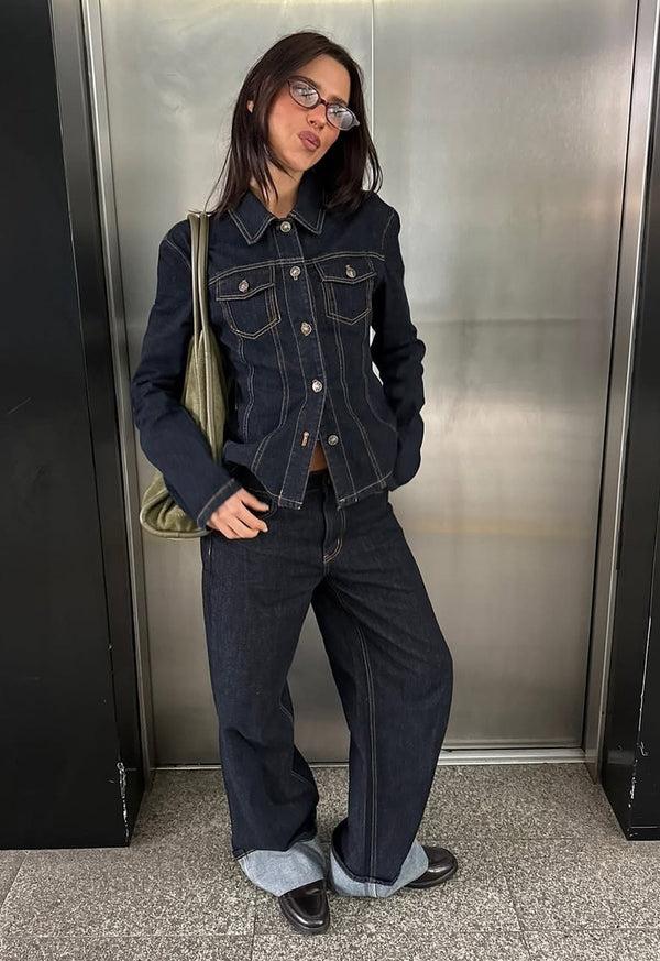 Lioness TOP MODEL CUFFED JEAN DARK DENIM