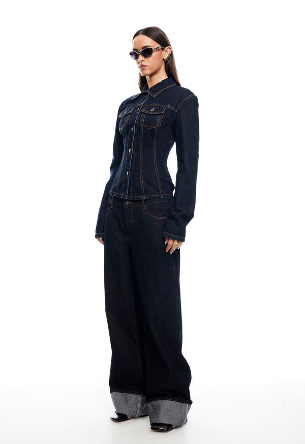 Lioness TOP MODEL CUFFED JEAN DARK DENIM