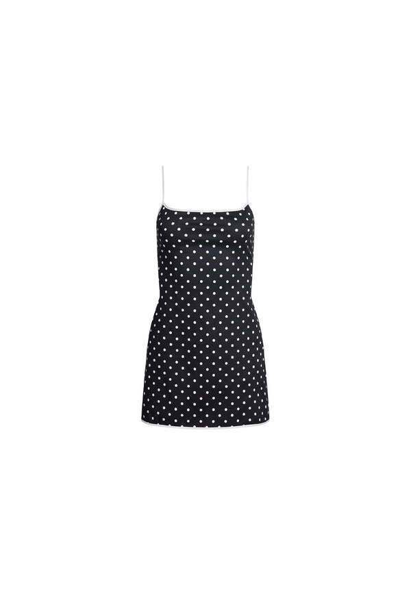 Lioness VOYAGE MINI DRESS NOIR POLKA