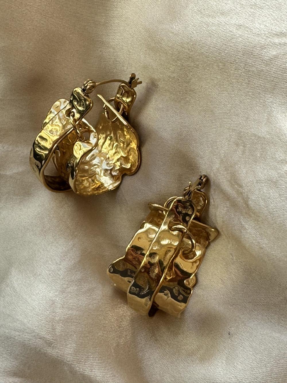 liou Amren Hammered Gold Earrings