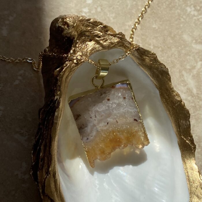 liou Aria Square Citrine Pendant