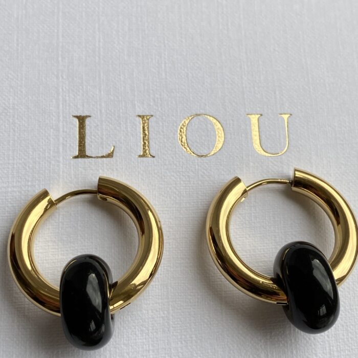 Liou Black Stone Hoops