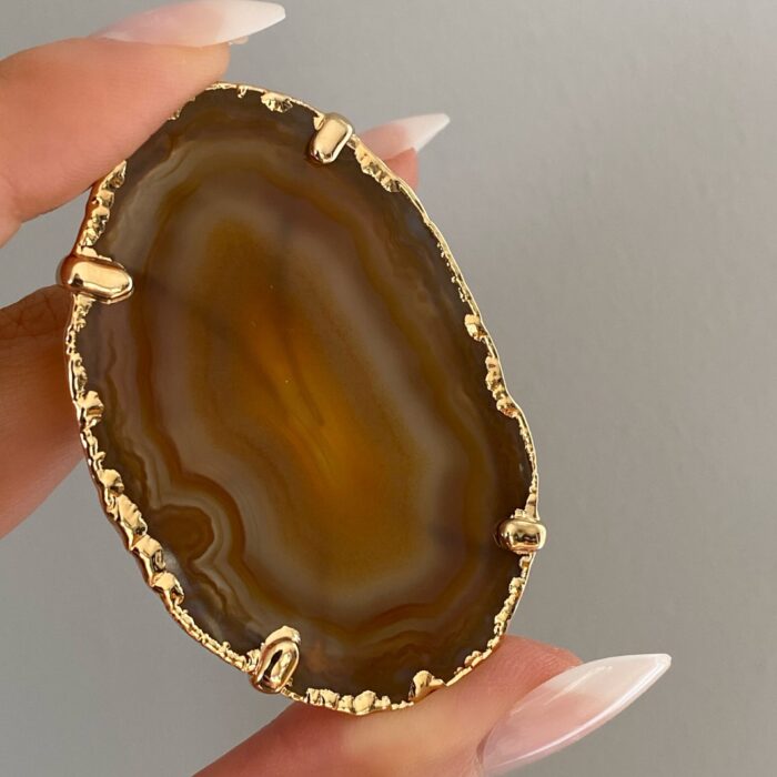 Liou Deep Honey Agate Ring