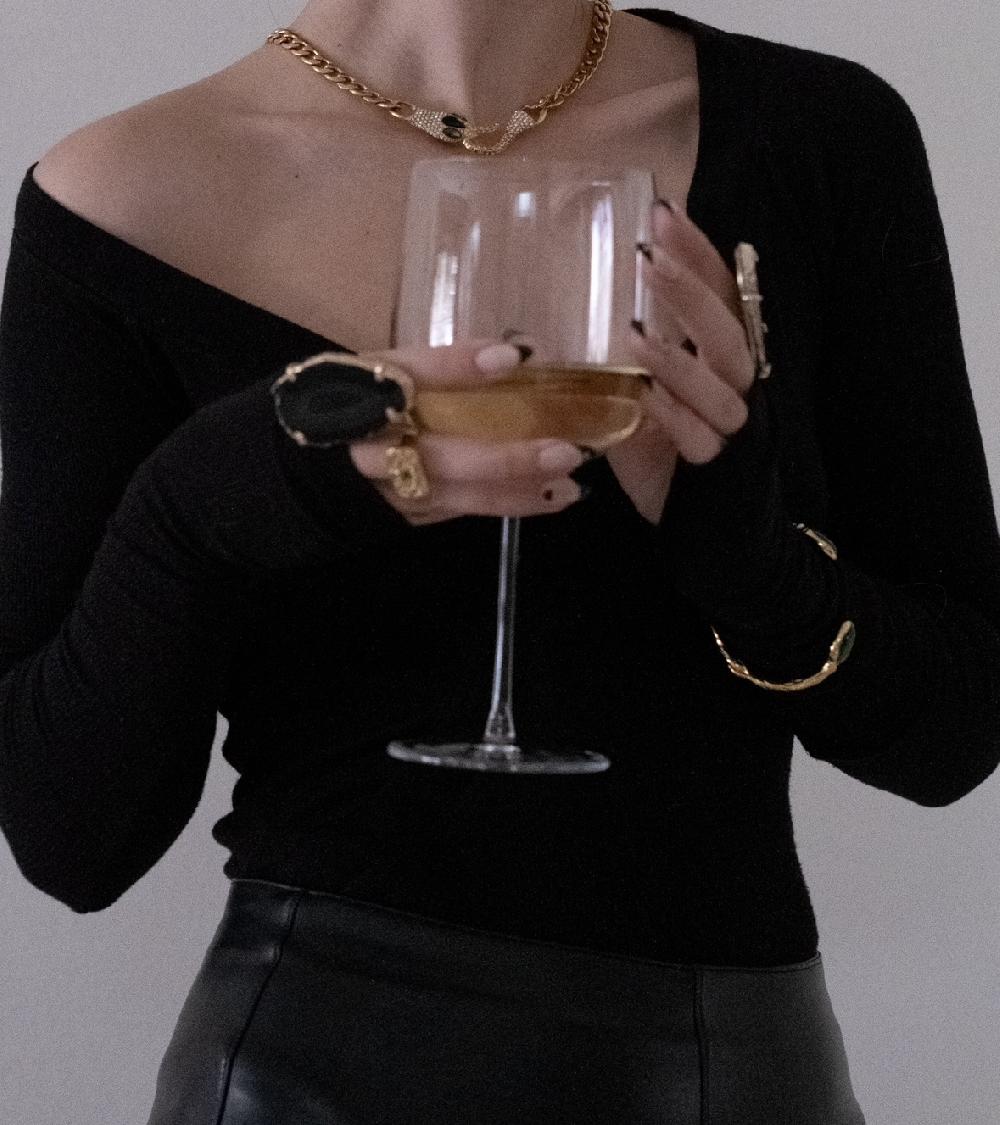 Liou Gigli Black Agate Slice Ring