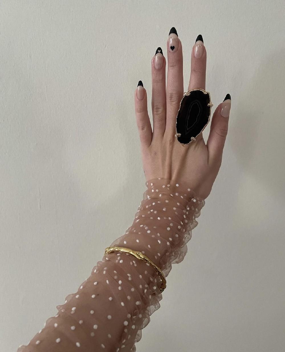 liou Gigli Black Agate Slice Ring