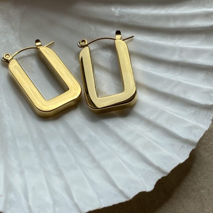 liou Kuna Gold Rectangular Hoops