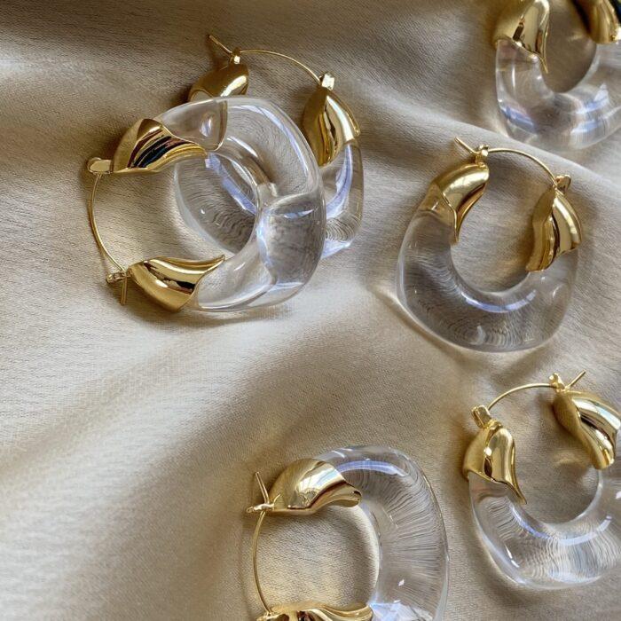 Liou Organic Gold Clear Hoops