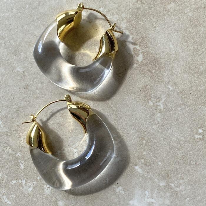 Liou Organic Gold Clear Hoops