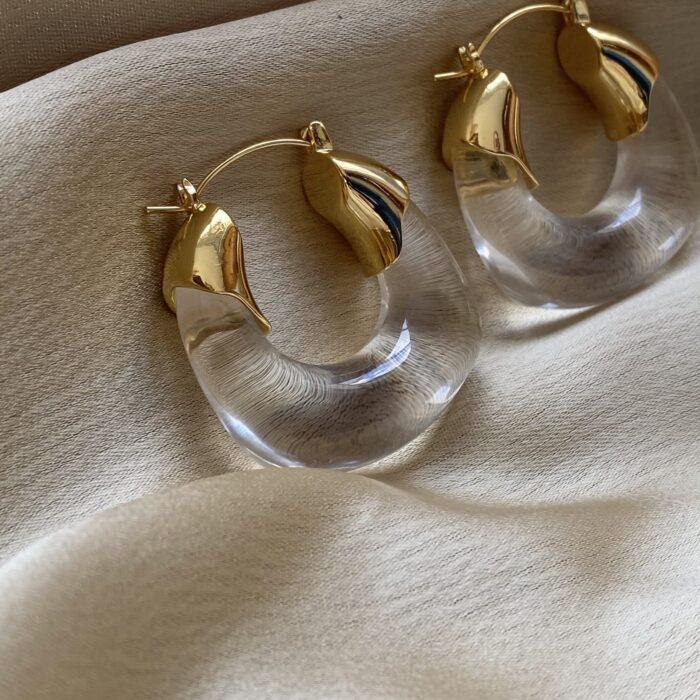 liou Organic Gold Clear Hoops