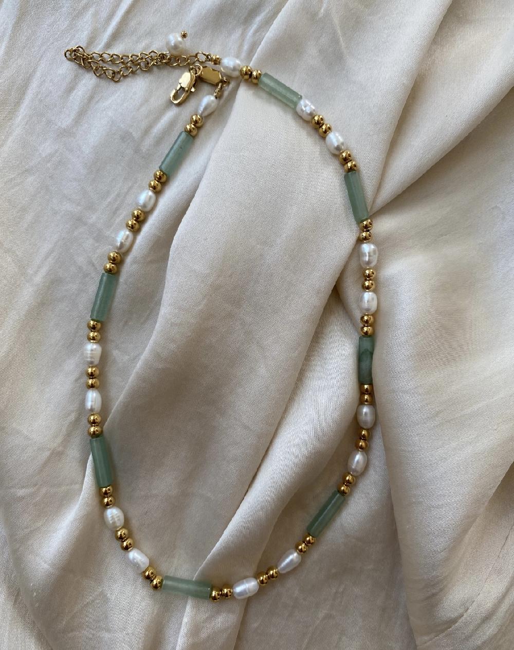 liou Zee Zee Green Aventurine Bead Necklace