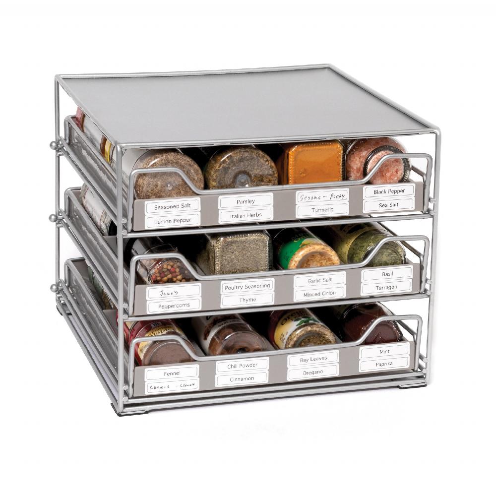 Lipper International 24-Bottle Three Tier Metal Spice Rack