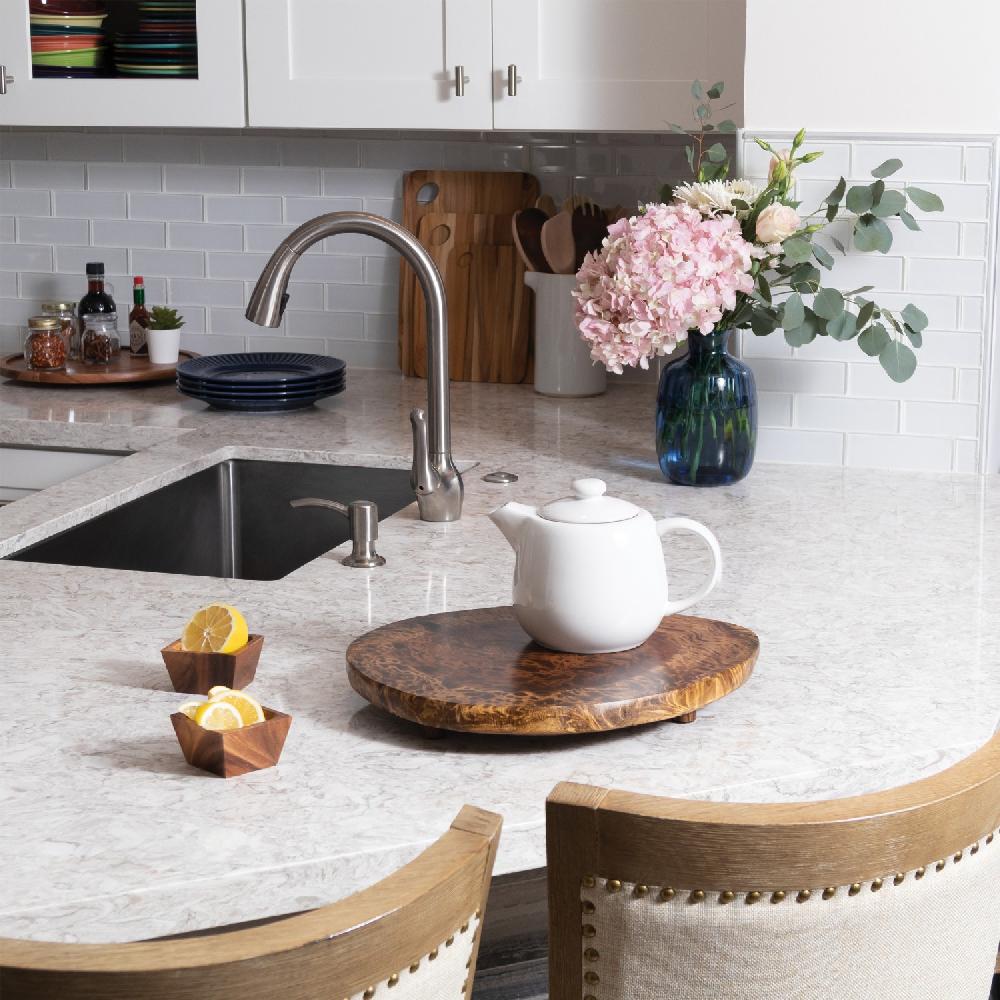 Lipper International Acacia Burl Finish Footed Server Large