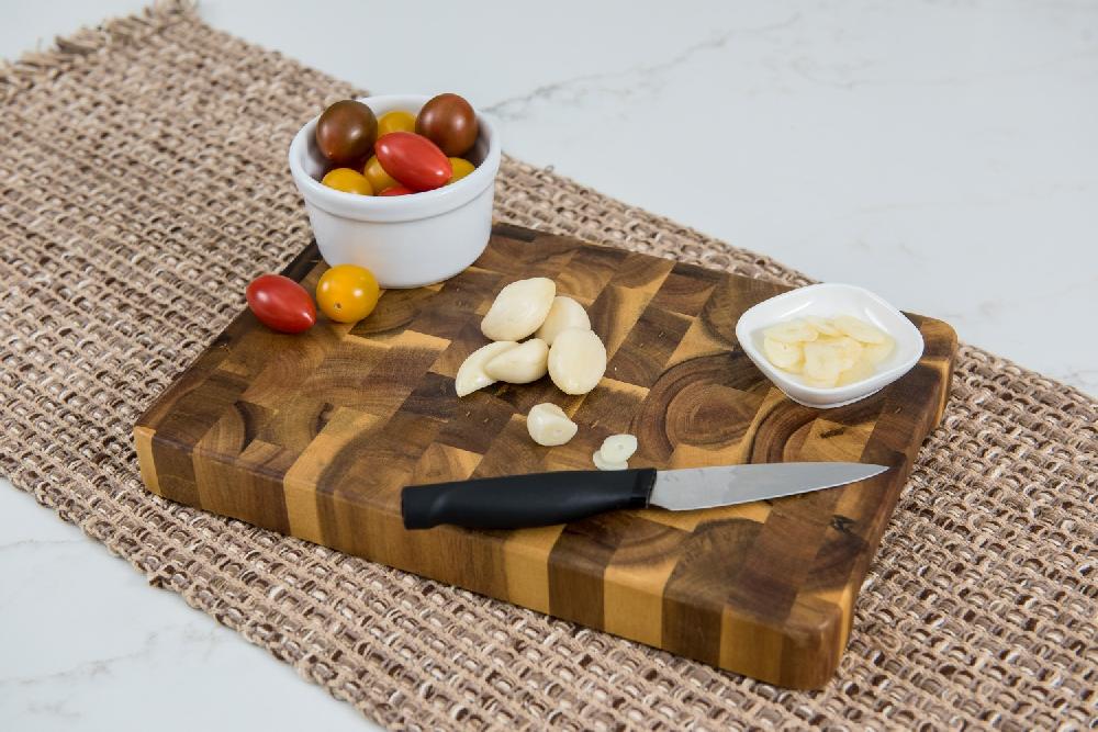 Lipper International Acacia End Grain Chopping Block With Inset Handles