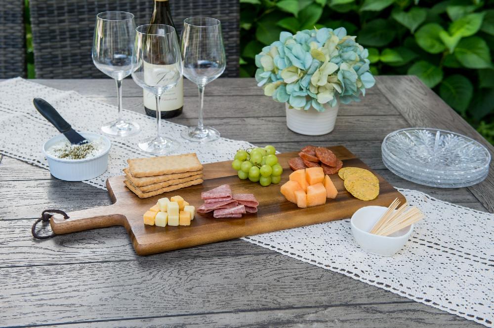 Lipper International Acacia Paddle Board With Leather Tie