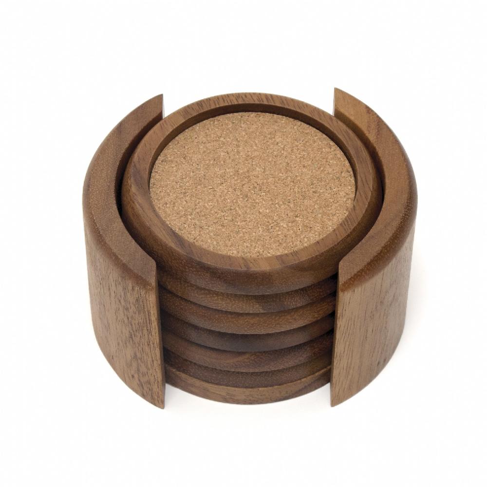 Lipper International Acacia Round Coasters 7-Piece Set