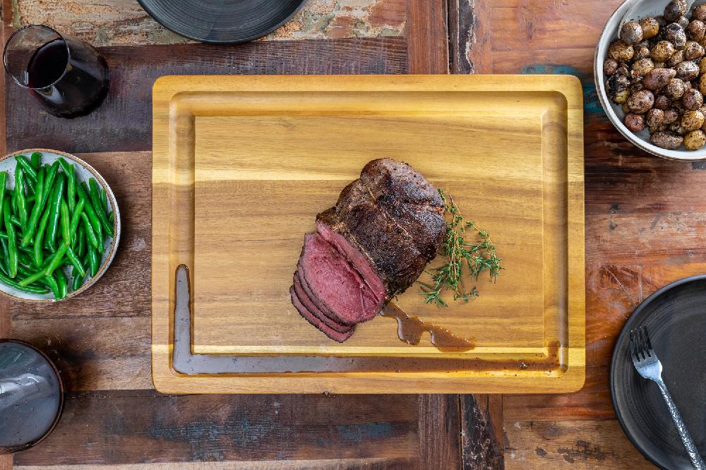 Lipper International Acacia Thick Carving Board With Deep Well & Inset Handles