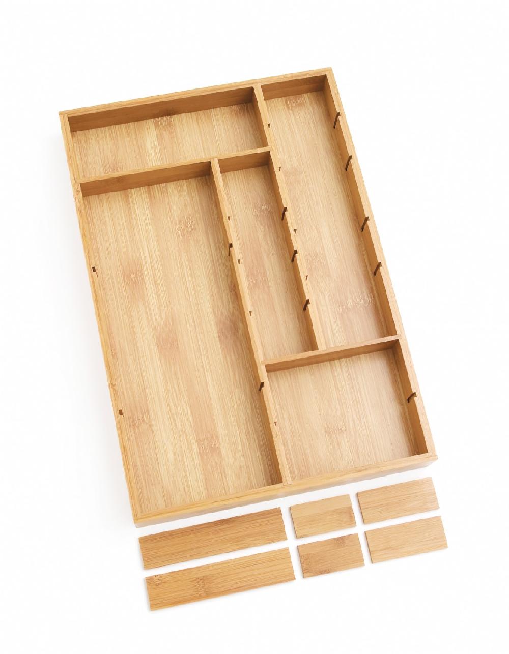 Lipper International Bamboo Organizer With 6 Removable Dividers