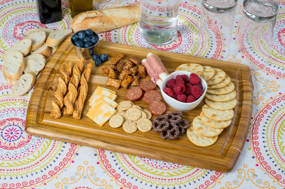 Lipper International Teak Herringbone Board With Juice Well