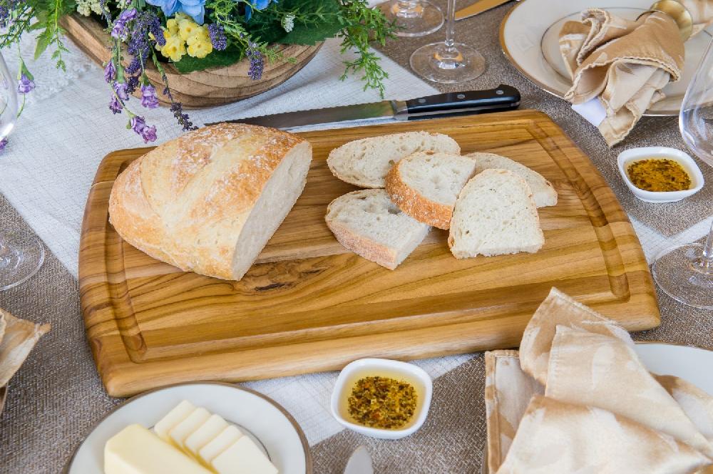 Lipper International Teak Herringbone Board With Juice Well