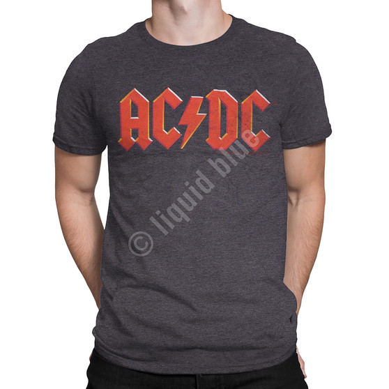 Liquid Blue AC/DC Vintage Logo Dark Heather Poly-Cotton T-Shirt