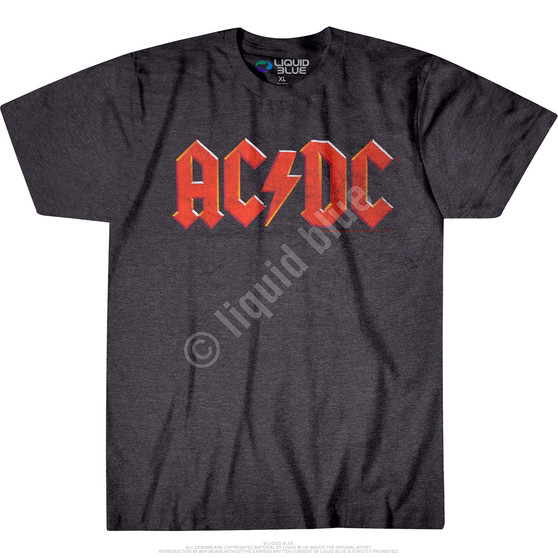Liquid Blue AC/DC Vintage Logo Dark Heather Poly-Cotton T-Shirt