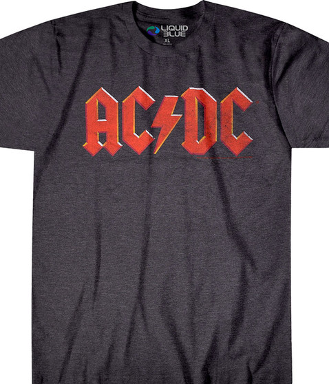 liquid blue AC/DC Vintage Logo Dark Heather Poly-Cotton T-Shirt