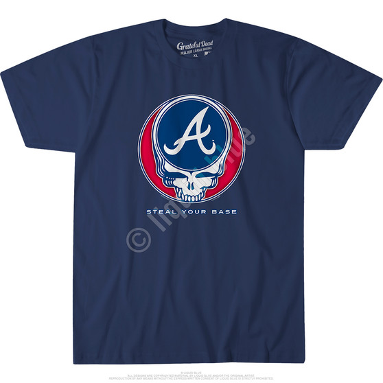 Liquid Blue Atlanta Braves Steal Your Base Navy Athletic T-Shirt