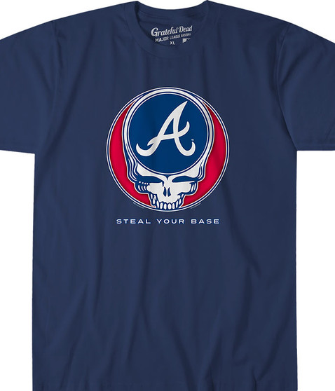 liquid blue Atlanta Braves Steal Your Base Navy Athletic T-Shirt