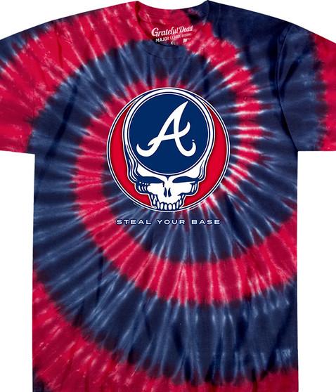 liquid blue Atlanta Braves Steal Your Base Tie-Dye T-Shirt