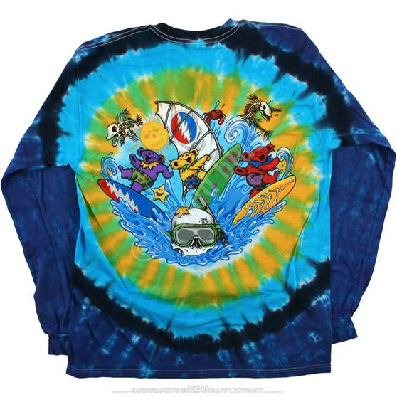 Liquid Blue Beach Bear Bingo Tie-Dye Long Sleeve T-Shirt