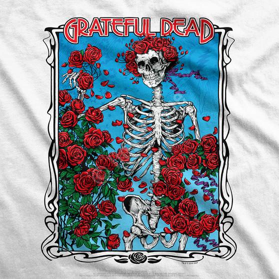 Liquid Blue Bertha Wheel & Roses Long Sleeve Athletic White T-Shirt