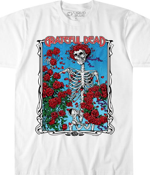 liquid blue Bertha Wheel & Roses White Athletic T-Shirt