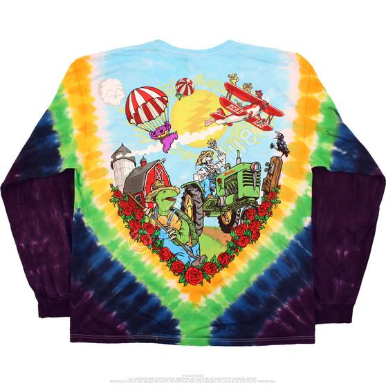 Liquid Blue Bi-Plane Bears Tie-Dye Long Sleeve T-Shirt