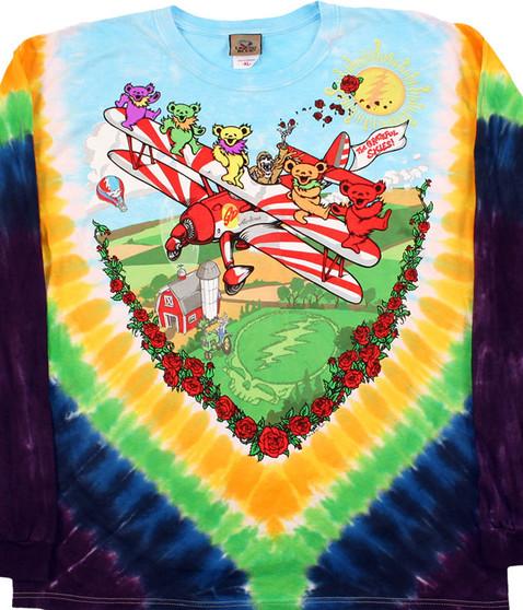 liquid blue Bi-Plane Bears Tie-Dye Long Sleeve T-Shirt