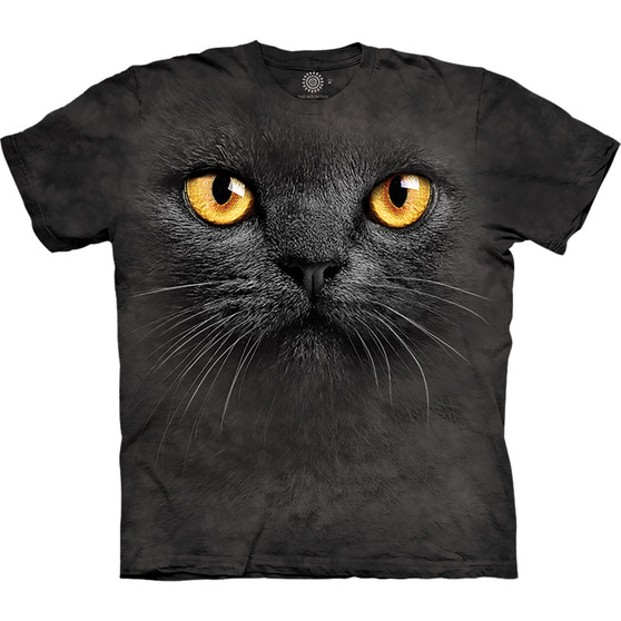 Liquid Blue Big Face Black Cat Classic Cotton T-Shirt