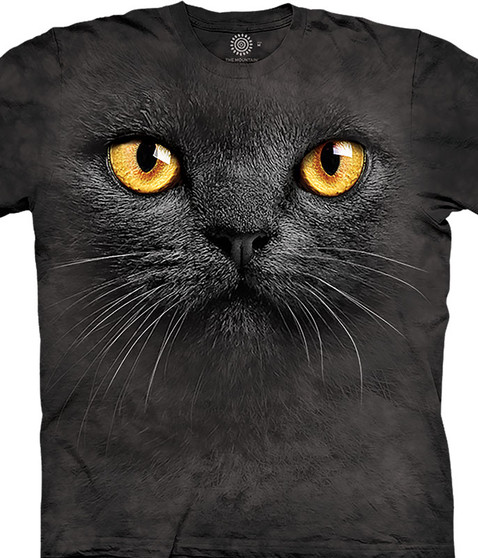 liquid blue Big Face Black Cat Classic Cotton T-Shirt